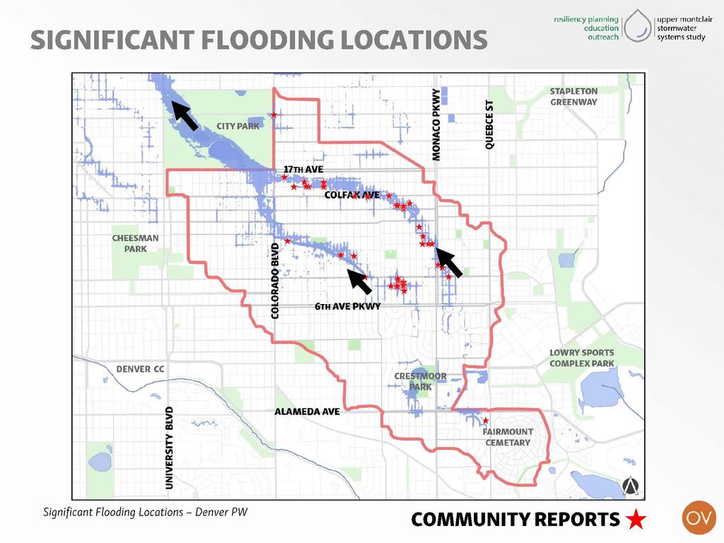 SIGNIFICANT FLOODING LOCATIONS I 10 resiliency pldnning upper montdair education J stormwatcr ~.._.
