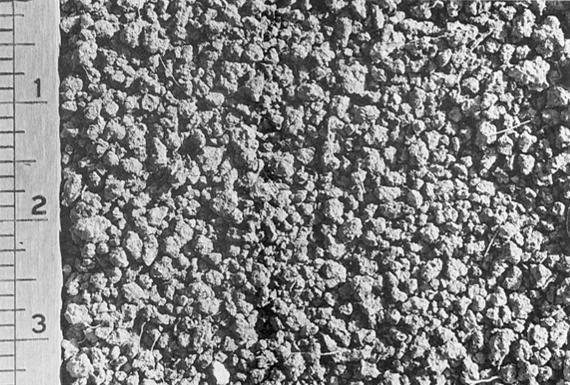 Structure Granular - Rounded aggregates usually less than 1/4 inch in diameter.