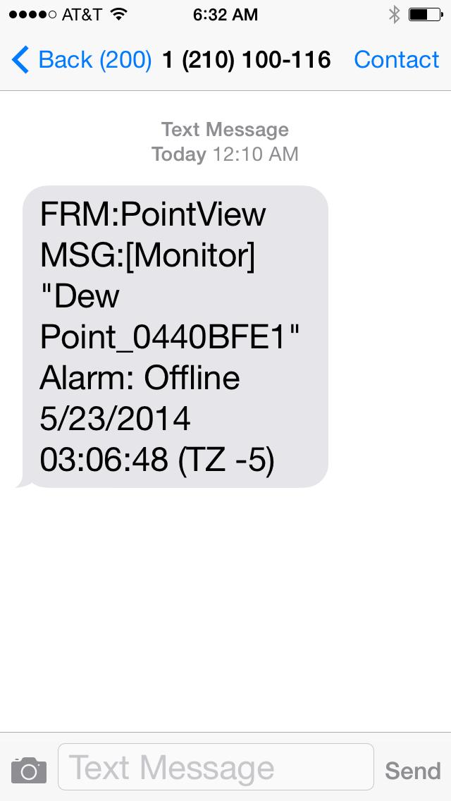 PointView Web-Logging: Alarms Alarm Messages Can be sent via email or