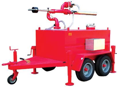 storage capacity Up to 4,000 l/min Carbon steel or stainless steel tank Flame red RAL3000 Model MT-4R Monitor Trailer with Foam Storage Tank (4 Wheels) 2,000 or 2,500 litre storage capacity