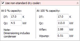B.2 Dry cooler The settings for a dry cooler are the same as for an air cooled condenser, except that the default values are different: Note