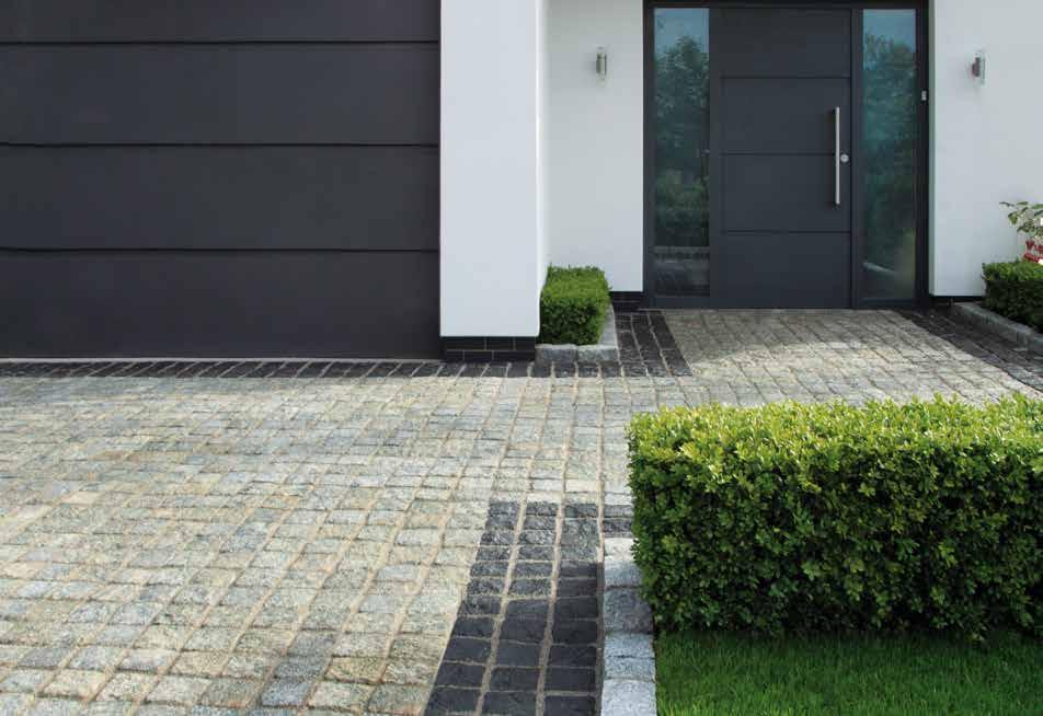 106 107 driveways Granite Setts, Silver used as a border with Trident, Charcoal granite setts Used as a paving
