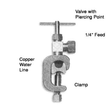 2. Cooler Set-Up cont. 2.4 Make feed water connection to cold water line. A self piercing saddle valve is provided.