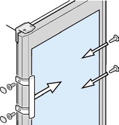 Changing over door hinges on glass