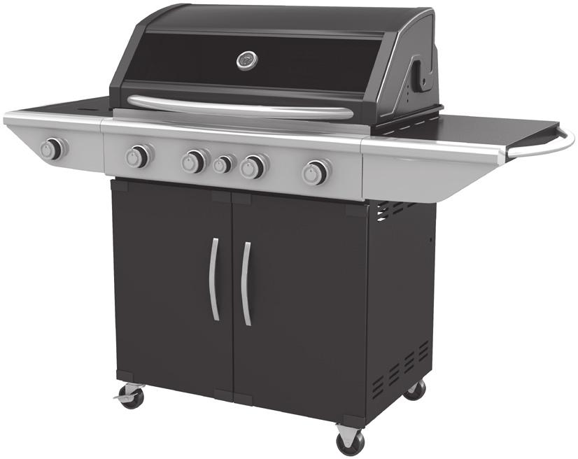 VEGA SPECIALIST BBQ SERIES BQ8243 & BQ8262 Vitreous enamel hood and body Hood includes glass window and temperature gauge Sure-fire rotary ignition Timer Side burner Cast iron rail burners Cast iron
