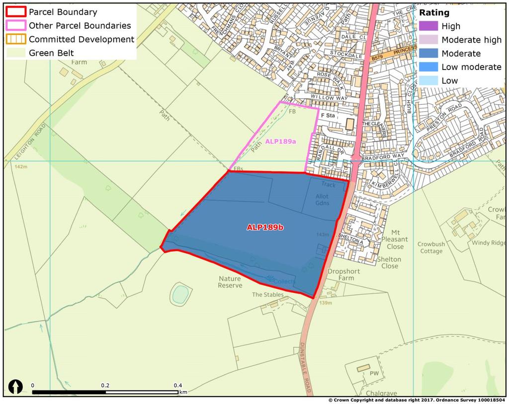 Site: ALP189 - Land off Dunstable Road, Toddington Site size (ha): 14.