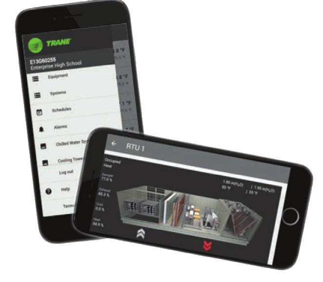 Mobile apps Trane mobile apps allow you to manage or troubleshoot your building from anywhere.