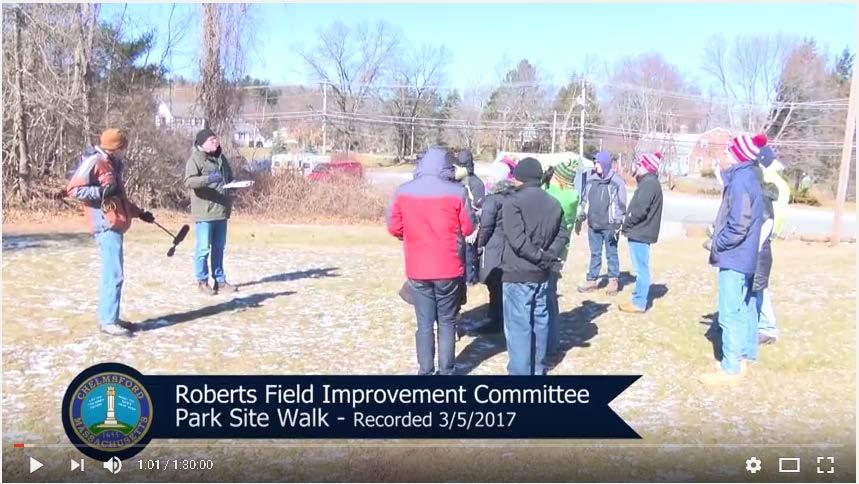 Site Walk Update Site Walk held Sunday, March 5 th at Roberts Field All Committee members, DPW, Howard Stein Hudson, Public were present.