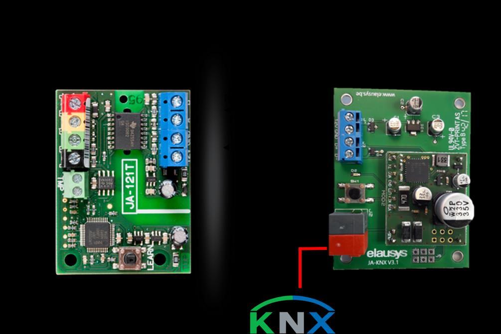 Page : 5 of 17 2.2 CONNECTION DIAGRAM Elausys JA-KNX module is supplied from the KNX bus and provides the 12VDC power supply required by the J121T module.