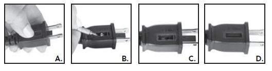 User Servicing Instructions Grasp plug and remove from the receptacle or other outlet device. Do not unplug by pulling on cord. Open fuse cover (A.