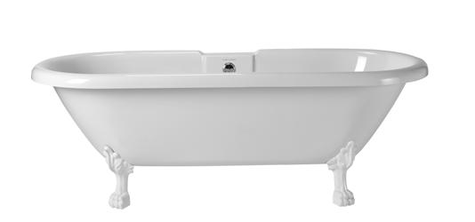 Fairfield 1550 Double Ended Roll Top Bath L1550mm x W795mm x H630mm acrylic bath LA16001 940 white bath feet LAFEETFARO15.