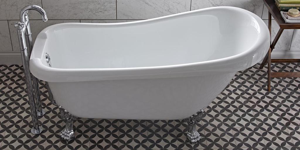 Claremont 1550 Slipper Bath L1550mm x W710mm x H770mm acrylic bath LA16003 940 chrome bath feet LAFEETFFBSLIP.C 228.50 Total 1,168.