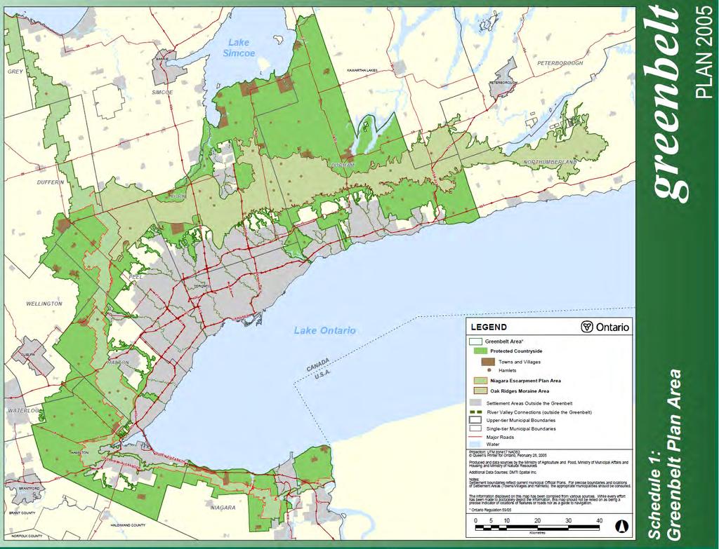 10 Protects natural and agricultural lands from Niagara Region to Northumberland County.