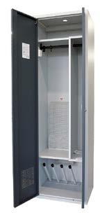 The drying lockers make it possible to dry wet or damp working clothes in just a few