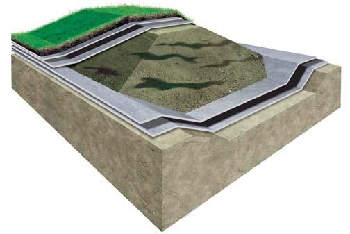 When placed between sealing material and other layers, the geotextile withstands and distributes any local pressure