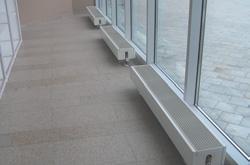 places with lowered window sills, near glazed surfaces, etc.