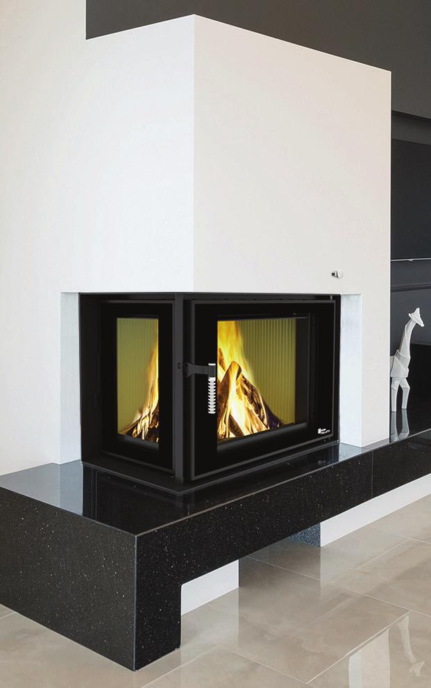 LOUIS CORNER LEFTAIR The air PELLET AND WOOD fireplace with automatic firing up and dosing. Catalogue No.