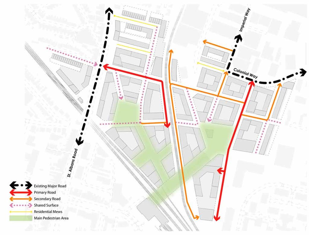 2.7. Movement HIERARCHY 2 The illustrative masterplan proposes improvement to the vehicular access to the area.
