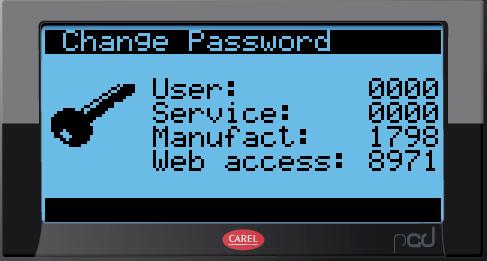 12.1.3 Changing Passwords Default passwords are defined by the factory. See Entering a password for more detail. Adjustment to the default password is sometime required by the end user.