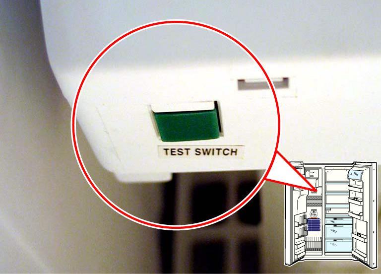 7.4 Ice maker test switch 7.5 Coating of black doors defective Fault: In the upper front or side area defective coating on black doors. Affected areas have a wavy, wrinkled appearance.