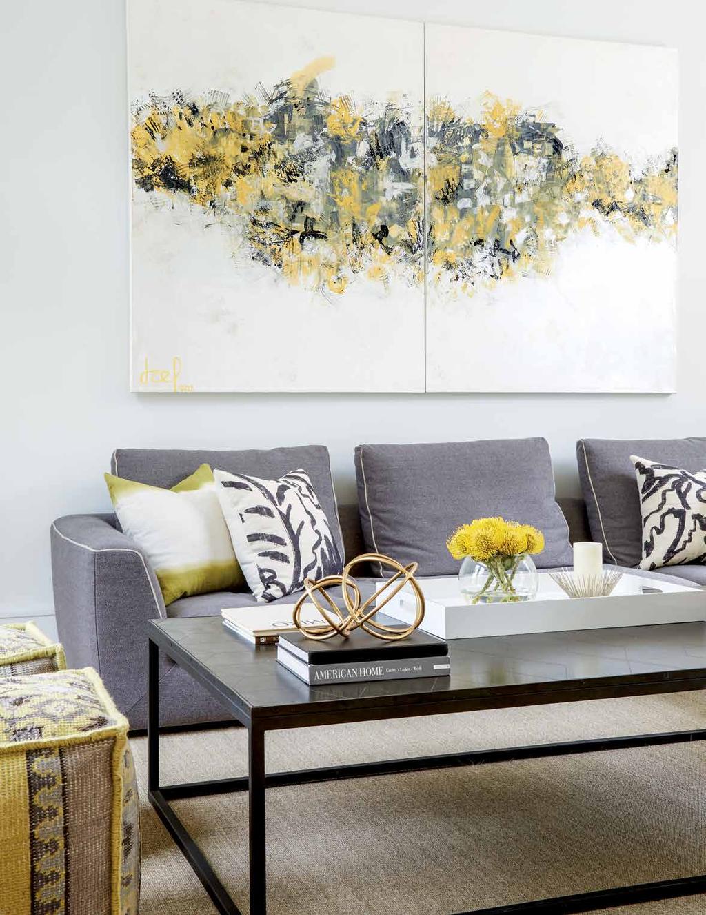 Another painting by Concha sets the tone for the modern family room.