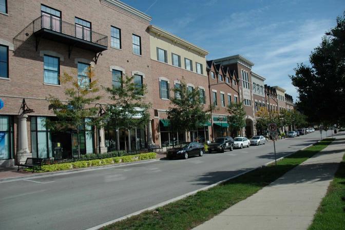 Mixed Use, Commercial and Residential Downtown Naperville Roof