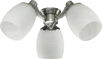 2326-865 * 17"(w) x 6"(h) - (3) 9W, 3000K, 80CRI LED Satin Nickel Faux Alabaster Glass Bulbs