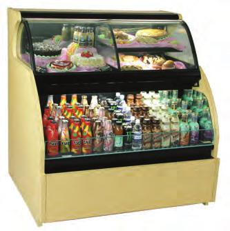 COMBO Lower grab & go front provides easy access to packaged meal sides & beverages. Baffle system converts upper display from refrigerated to ambient with a quick flip.