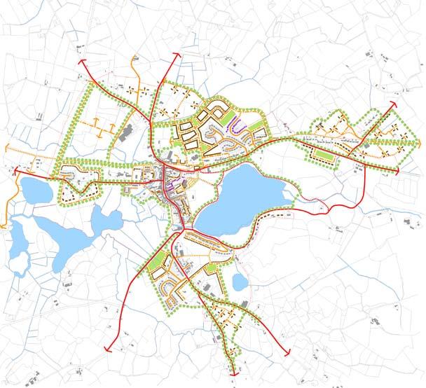 PROPOSED URBAN STRUCTURE LANDSCAPE STRATEGY Urban Structure Ballybay has historically comprised a network of well connected streets, lanes, pedestrian routes and spaces which reflects the town s