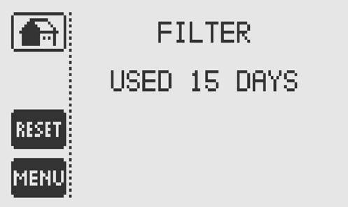 FILTER MONITOR FILTER MONITOR: Displays filter usage in days RESET: Resets filter timer (You should reset FILTER MONITOR after changing the air