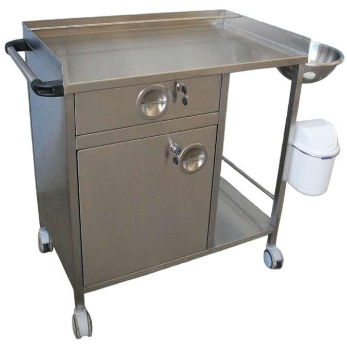 MEDICAL DRESSING TROLLEY Dimensions : 600 x 400 x 850 mm 800 x 500 x 850 mm Drawer and cabinet have lock systems