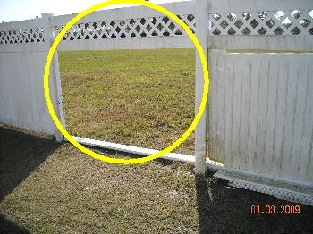 6. Fences/Gates Materials: PVC Boards are broken at