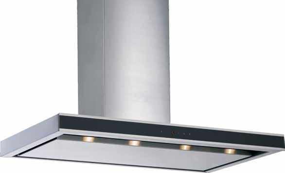 INDOOR RANGEHOODS >> DS3326-9S, DS3326B-9S rangehood/wall MOUNT/ unique design - available in stainless steel or black steel with black tempered glass fascia canopy, creates a bold, on-trend kitchen