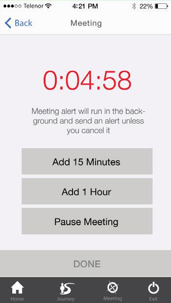 MEETING ALARM 6 Using the Meeting Alarm Setting up a meeting The meeting alarm feature can help you in situations with a risk factor, for example when meeting an estranged partner, going on a blind