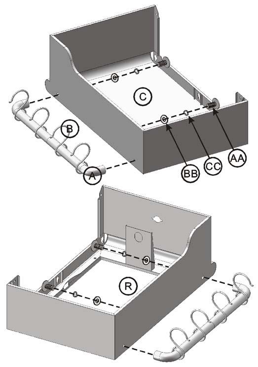 Step 8 (Assemble the body to the cart) a) Put the body assembly (D) on the top of cart assembly.