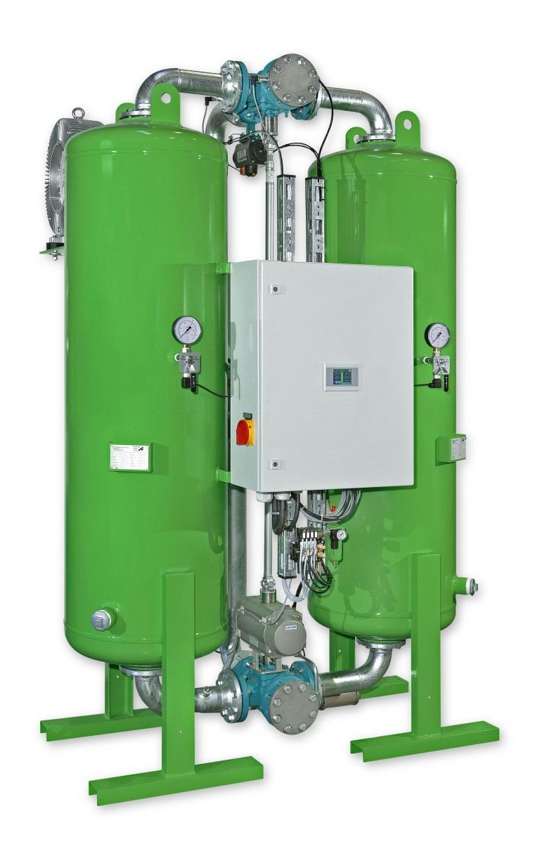 Function Adsorption dryers consist of two pressure vessels, which are both filled with desiccant and are alternately operated via switch-over.
