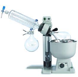Rotary evaporators Simple, counterbalanced lift mechanism PTFE/glass liquid pathway for chemical inertness Sparkless induction motor Long life graphite impregnated PTFE vacuum seal Efficient flask