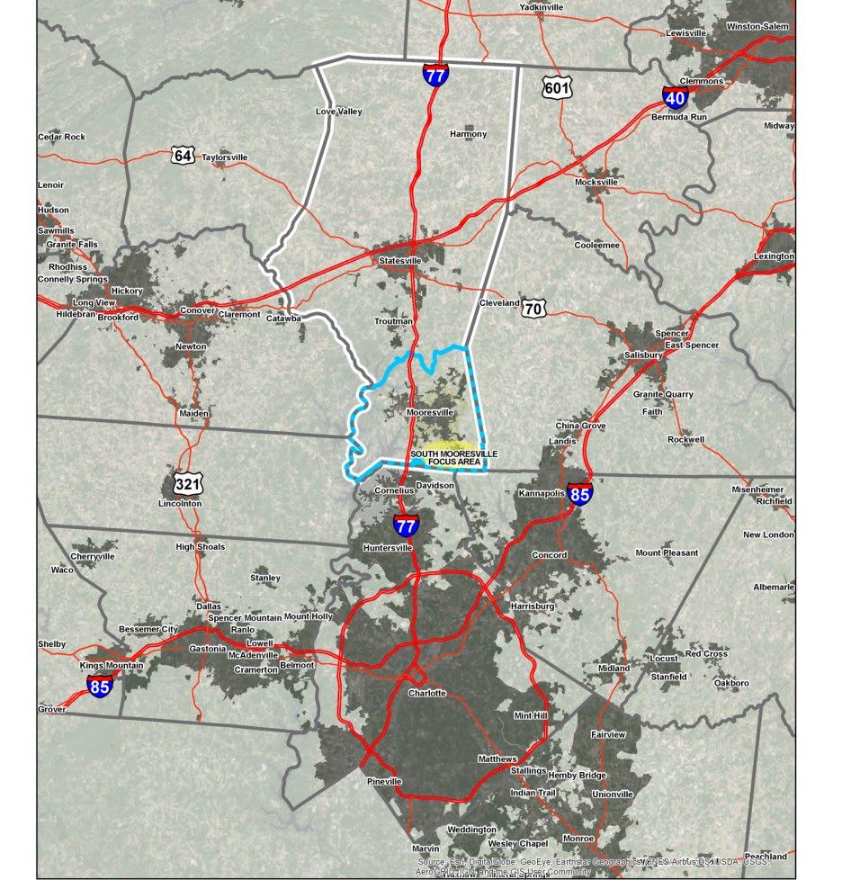 South Mooresville Focus Area Influences Plans for future development New sewer outfalls and utility service options Transportation influences