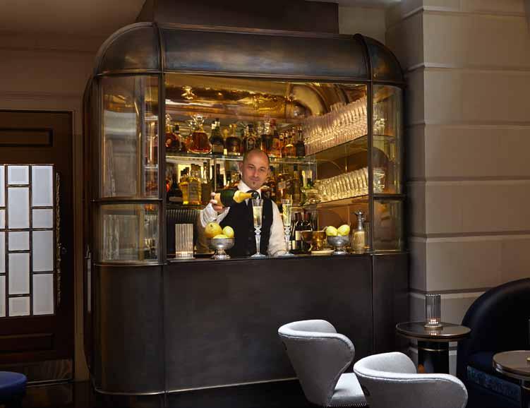 Transformed by interiors expert Guy Oliver, the bar is the focal point of the room from which guests can choose one of 40 fine vintage champagnes.
