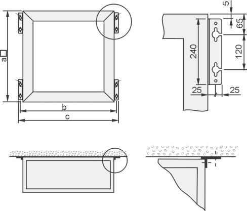 Fastening accessories Fastening set for steel bar - inclined with inclination equalization For fastening an -Unit to a steel bar at a flange width b of 100-300 mm, and a flange thickness t of 6-21 mm