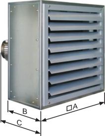 Basic unit Casing Sectional frame, welded and galvanised, consisting of pentapost profiles. Casing panels galvanised sheet steel. Rear panel incorporates deep-drawn intake nozzle.
