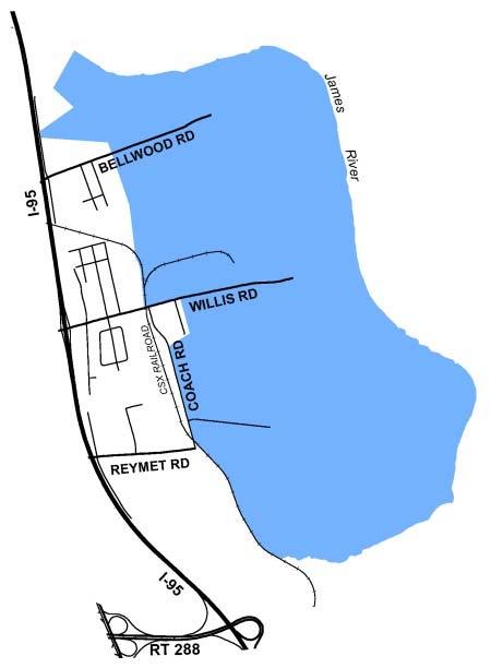 Attachment B 2. Jefferson Davis Highway: a. Eastern area, south of the county line, west of the James River, east of the center line of Interstate 95, north of Proctors Creek.