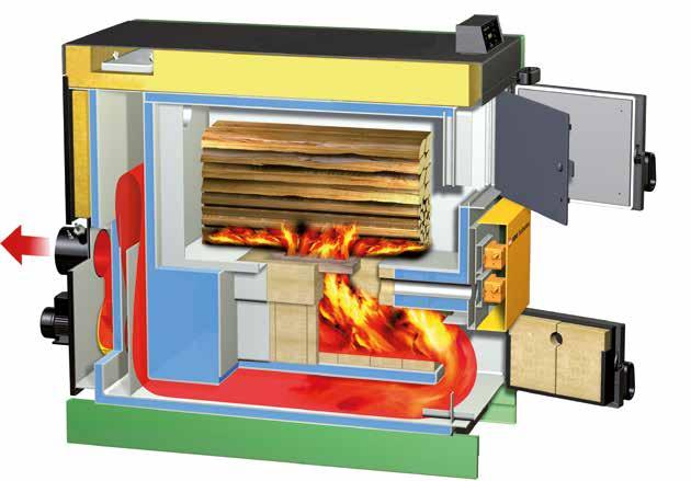 Turbotec operational principles Wood gasification boiler with down-draught combustion technology A LOG BURNING BOILERS The cleaning hatch allows easy access to the heat exchanger area.