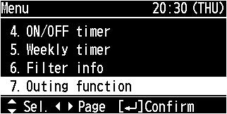 Outing Function Display the menu screen.