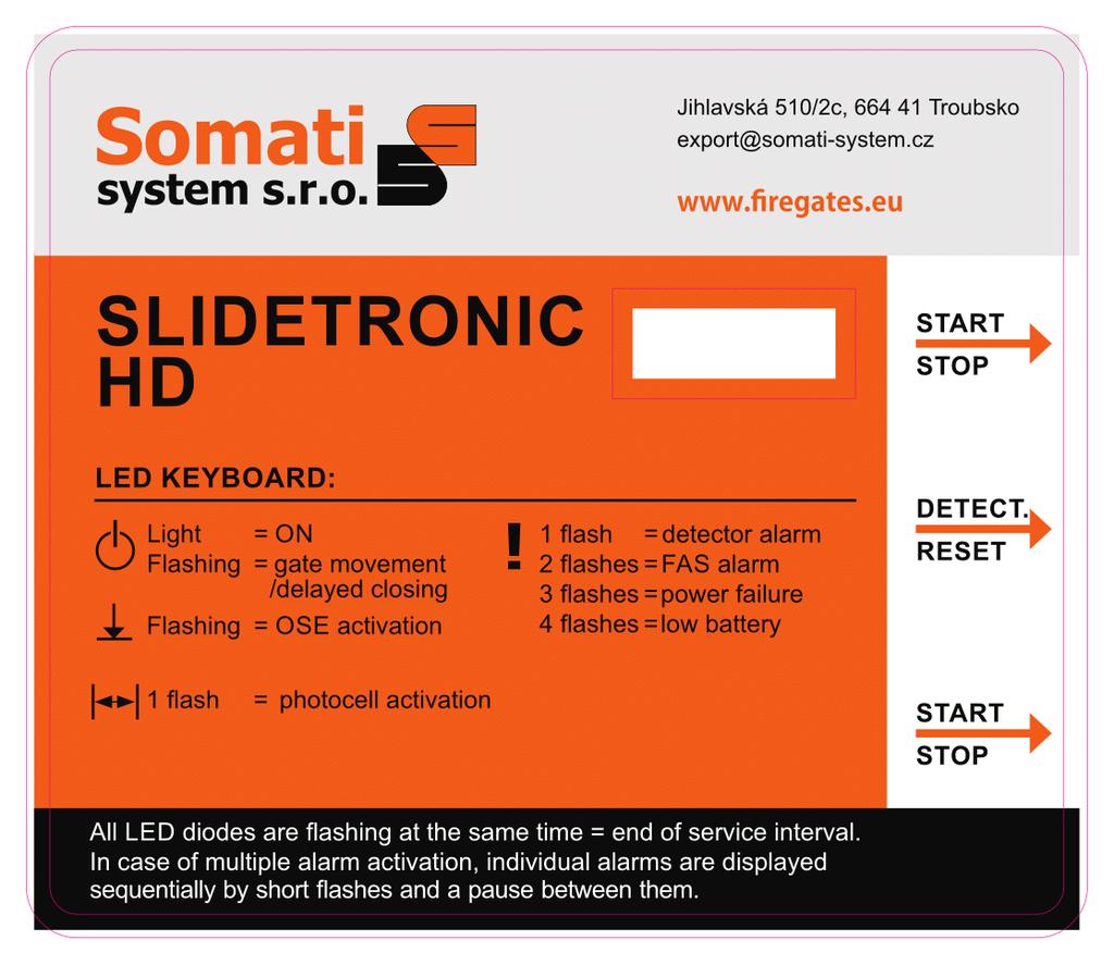 9. CONTROL PANEL 9.1. Description of the control panel On control panel SLIDETRONIC HD is installed keyboard with buttons START-STOP, RESET.