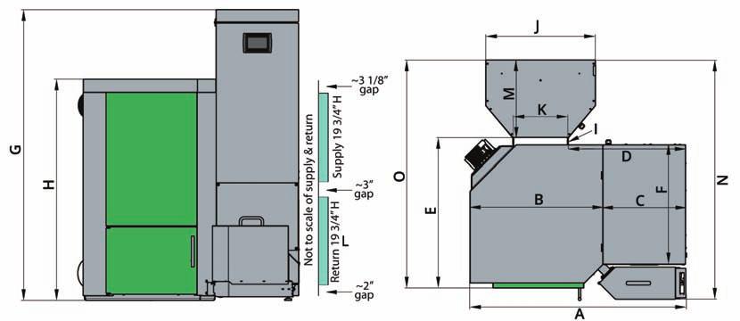 autopellet air technical data FURNACE (without fan) Furnace-rated power PEF(B)(S)28 96,000 BTU / hr A - Width - total 46 1/4" B - Width - furnace 28 9/16" C - Width - pellet container or vacuum