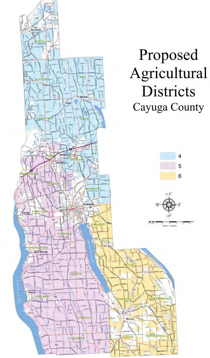 70 Map showing the proposed consolidation of the six existing agricultural districts in Cayuga County into