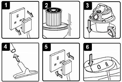1-2) into the blower port by inserting the locking end into the blower port and turning it clockwise to lock it in place. 6. SWITCH OPERATION 6.1. USE WITH VACUUM CLEANER ONLY.
