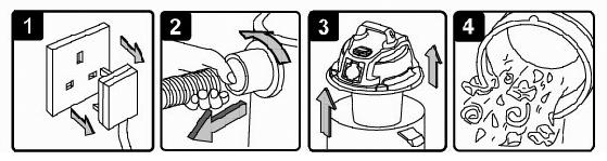 Take firm hold of the loose end of the hose and select the single bar position I on the ON/OFF switch to start the motor. 9.6.