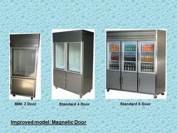 Chiller Freezer Magnetic Door Refrigerators Model: MINI 2 Door Type: Chiller & Freezer Dimension: 660mmW x 635mmD x 1930mmH Total Capacity: 500 litres Accessories: 2 PVC shelves Model: Standard 4